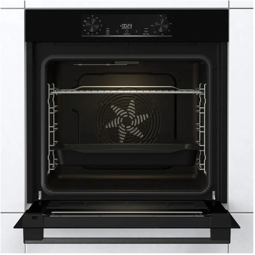 Духовой шкаф Gorenje BO6735E02BK (Essential / 77 л / до 300 °C / Чёрный, стекло / AquaClean / PerfectGrill / съемные направляющие / А / IconLED)-1