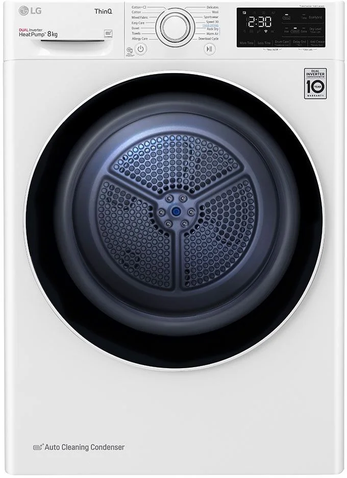 Сушильная машина с тепловым насосом LG RH80V3AV6N (69см / 8кг / Конденсационная / Allergy Care / Eco Hybrid™ / DUAL Inverter Heat Pump™/ThinQ™/Wi-Fi)-0