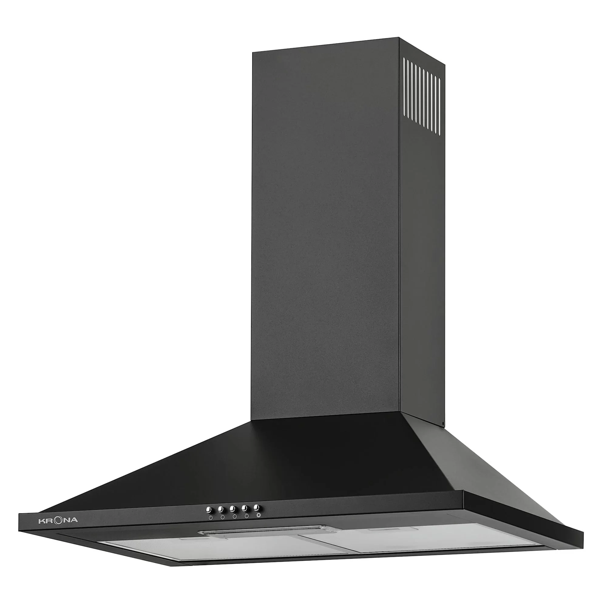 Вытяжка каминная KRONA BELLA 600 BLACK PB (633 м³/ч / 110 Вт / Галогенная лампа 1x28 Вт / ширина - 60 см / чёрный / металл)-0