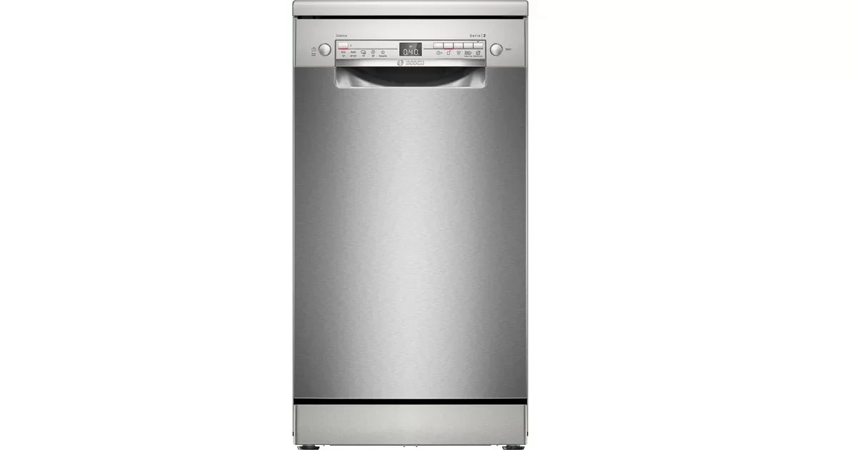 Машина посудомоечная отдельностоящая 45 см Bosch SPS2HKI42E (Serie2 / 10 комплектов / 2 полки / Расход воды - 8,9 л / HomeConnect / AntiFinger Silver)-0