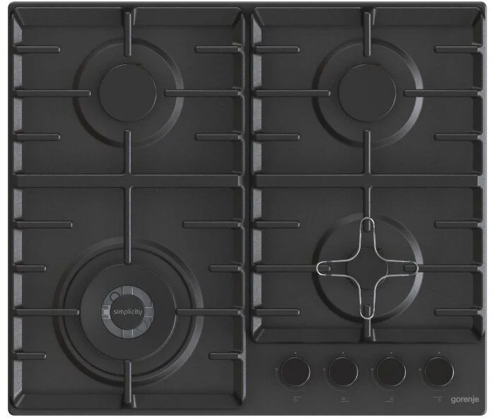 Поверхность газовая Gorenje GW642SYB (Simplicity 2.1 / черный / нержавеющая сталь / чугун / WOK)-0