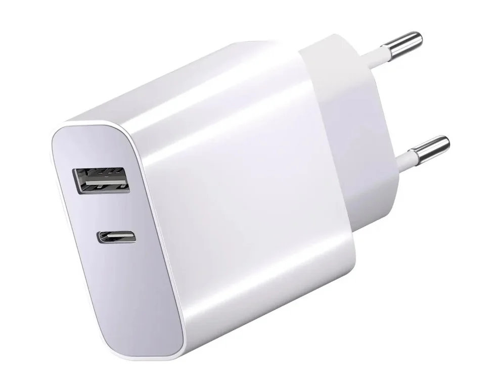 Сетевое зарядное устройство Borasco, (USB/Type-C/20W/3А/QC/PD), Белое-0
