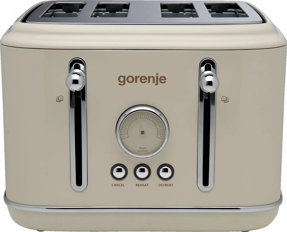 Тостер Gorenje T2300CLIN (1150 Вт/ тостов - 4/ подогрев, размораживание, поддон для крошек/ бежевый)-0