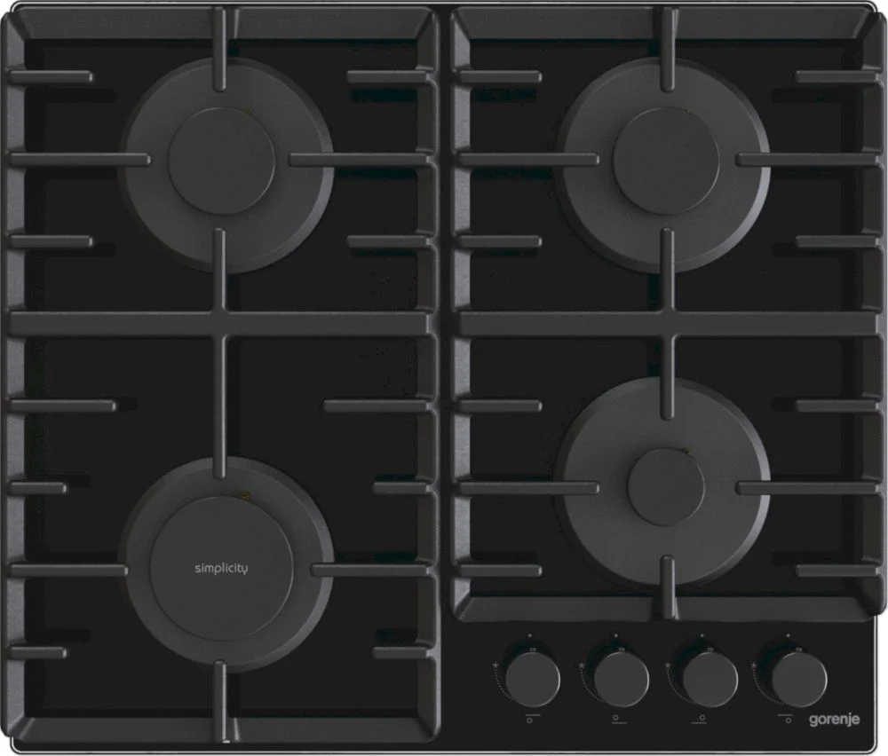 Поверхность газовая Gorenje GT642SYB (Simplicity 2.1 / черный / закаленное стекло / чугун)-0