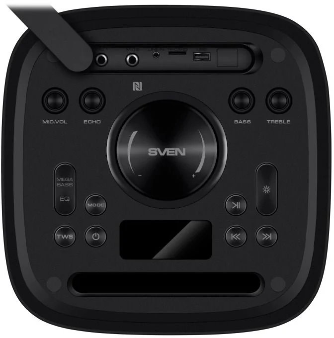 Беспроводная портативная колонка SVEN PS-930 / 150W / TWS / microSD / USB / FM / Bluetooth /  Батарея 7200mAh / LED подсветка / дисплей / караоке -10