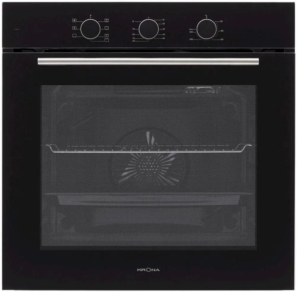 Духовой шкаф KRONA ELEMENT plus 60 BL (78 л / до 260 °C / Чёрное стекло / Традиционная очистка / Гриль / Рельефные направляющие / А)-0