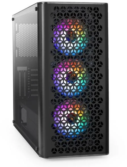 Корпус Miditower ExeGate EVO-8227-NPX700 (ATX, БП 700NPX с вент. 12см, 2*USB+1*USB3.0+HD Audio, черный, 3 вент. с RGB подсветкой, боковая панель -0