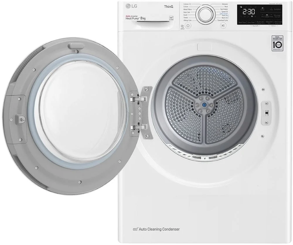 Сушильная машина с тепловым насосом LG RH80V3AV6N (69см / 8кг / Конденсационная / Allergy Care / Eco Hybrid™ / DUAL Inverter Heat Pump™/ThinQ™/Wi-Fi)-1