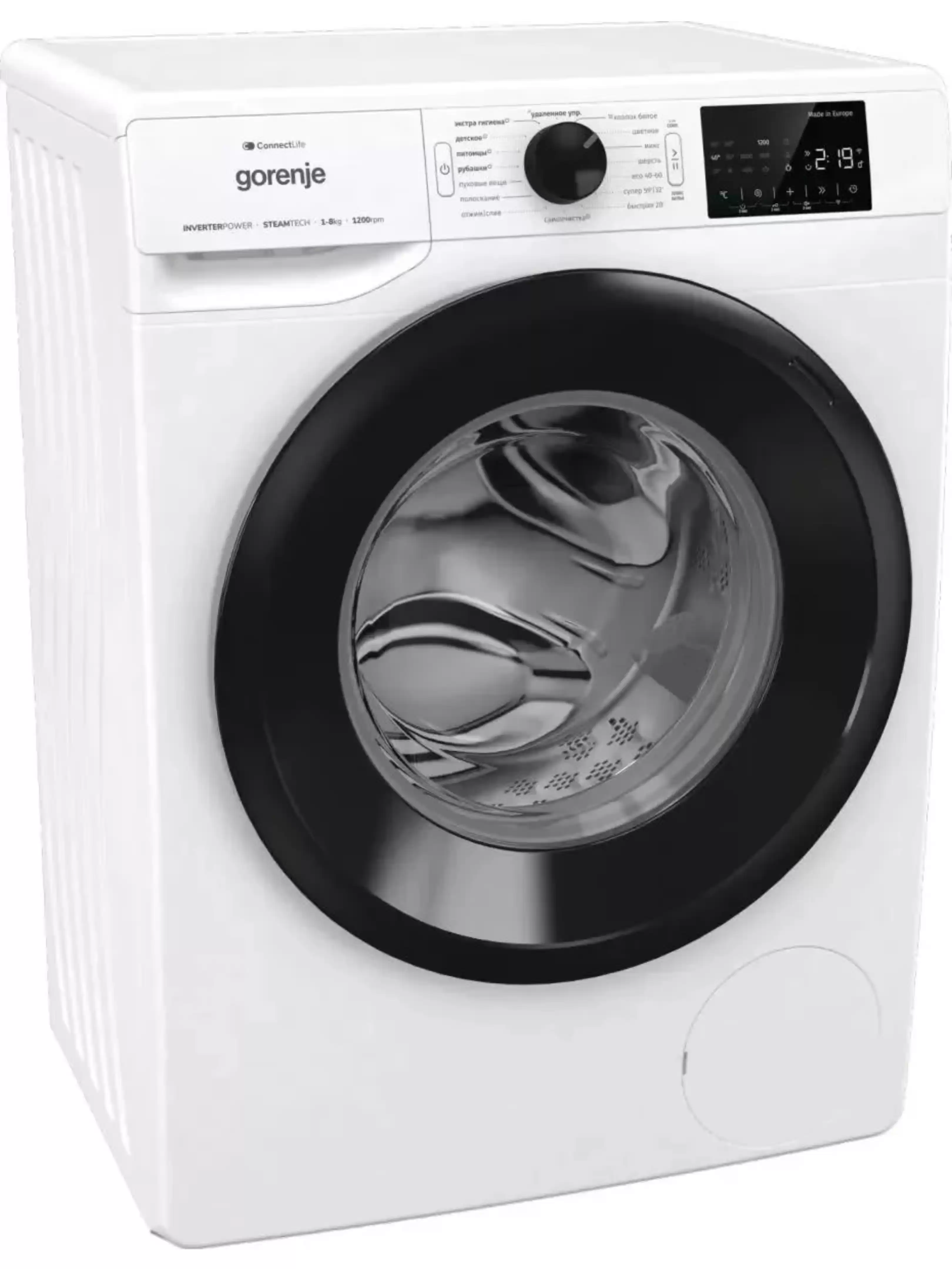 Стиральная машина Gorenje WPNEI82SBSWIFI/C (Essential / 46,5см / 8кг / 1200об / пар / StopAddGo / SterilTub / Inverter PowerDrive / Wi-Fi / А+++)-1