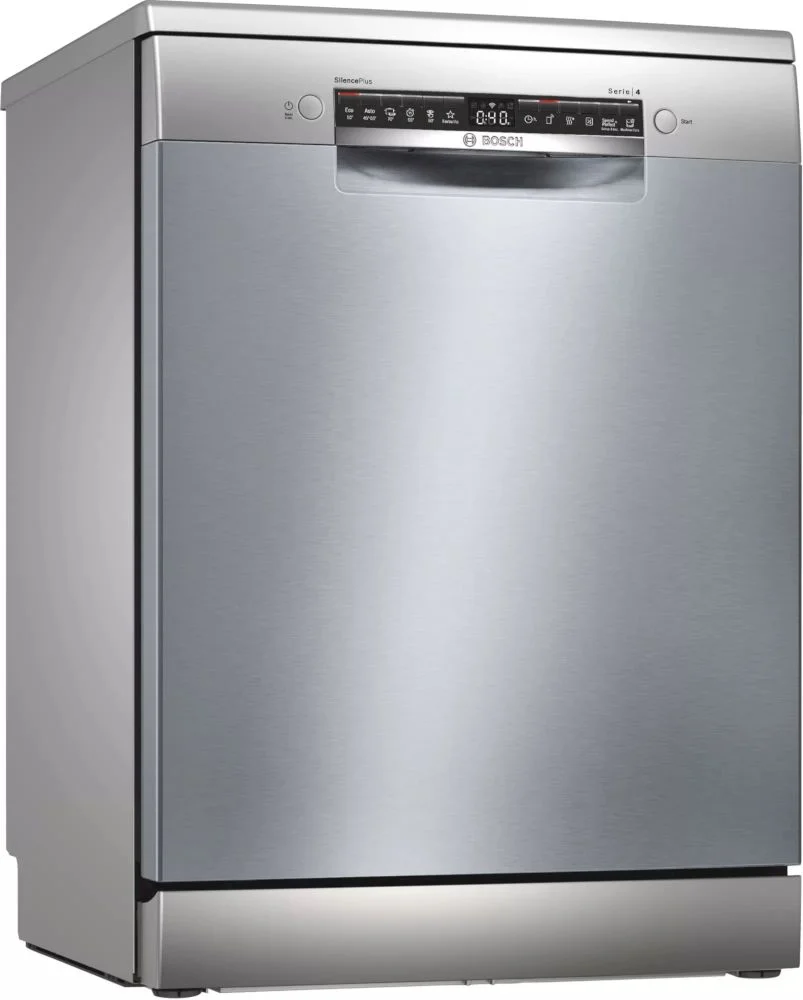 Машина посудомоечная отдельностоящая полноразмерная Bosch SMS4HAI48E (Serie4 / 13 комплектов / Home Connect / AquaStop / AntiFingerprint / Серебряный)-0