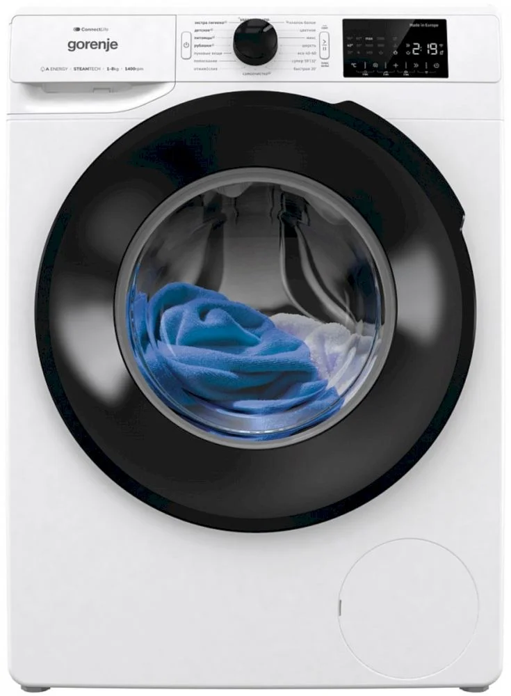 Стиральная машина Gorenje WGPNEI84A1SW (Essential / 52-54,5 см / 8кг / 1400об / пар / Wi-Fi / А+++)-0
