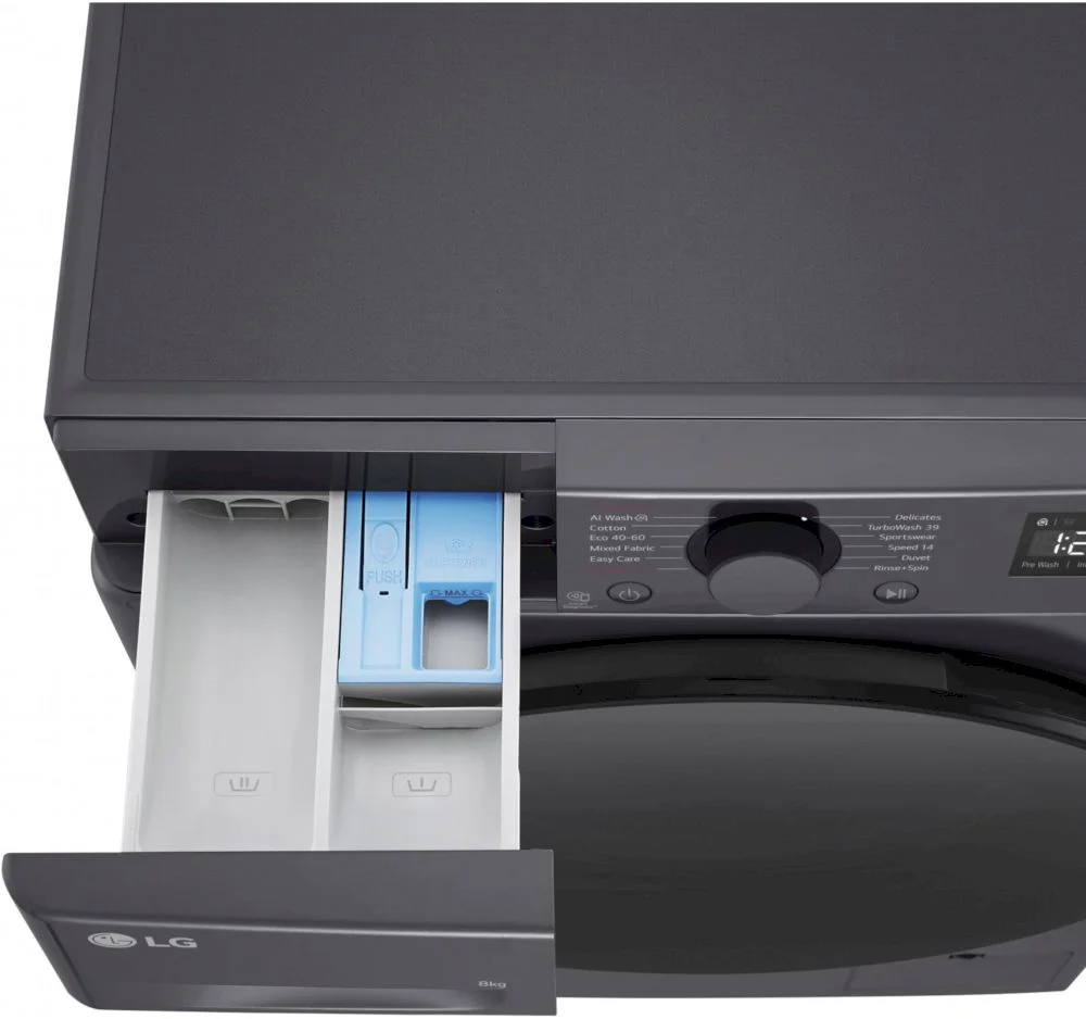 Стиральная машина LG F2WR508S2M (47.5см / 8кг / 1200об / пар / добавление белья / AI DD ™ / Smart Diagnosis / Inverter Direct Drive / A+++ / Чёрная)-9