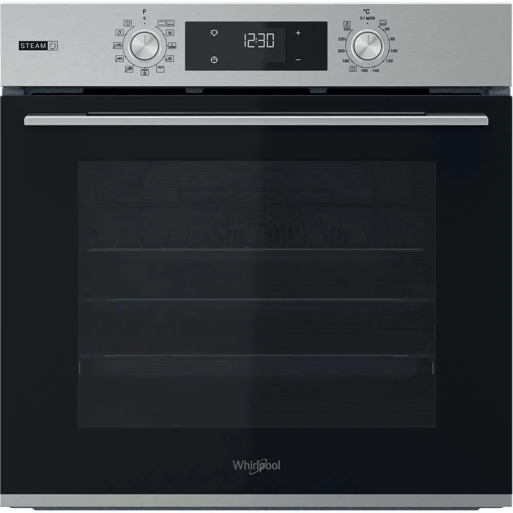 Духовой шкаф с добавлением пара Whirlpool OMSK58HU1SX (71 л / до 250 °C / Нерж.сталь / Гидролиз / Гриль / Телескоп. напр. / SoftClosing / A+)-0