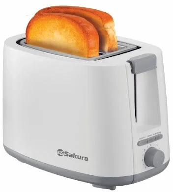 Тостер Sakura SA-7612W (750 Вт/ тостов - 2/ подогрев, размораживание, поддон для крошек/ белый)-0