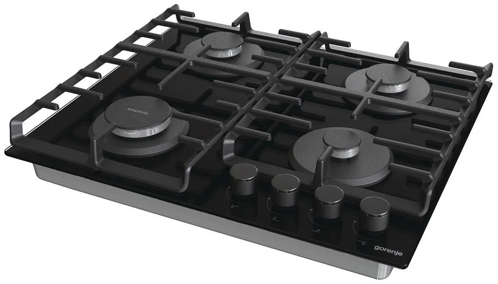 Поверхность газовая Gorenje GT642SYB (Simplicity 2.1 / черный / закаленное стекло / чугун)-1