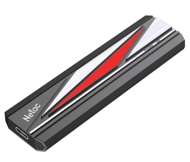 Накопитель SSD ext  1TB Netac ZX20 II USB 3.2 Gen 2 Type-C R2000/W1800 Mb/s NT01ZX20II-1T0-32BK  with USB C to A cable and 20Gbps USB C to C cable-0