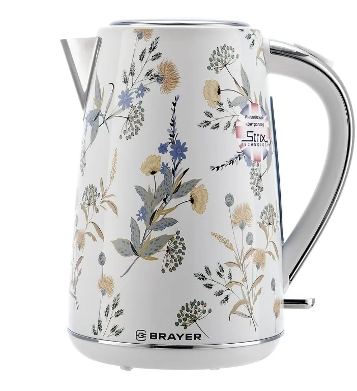 Чайник Brayer BR1083 (2500Вт / 1.7 л / нержавеющая сталь / белый)-0
