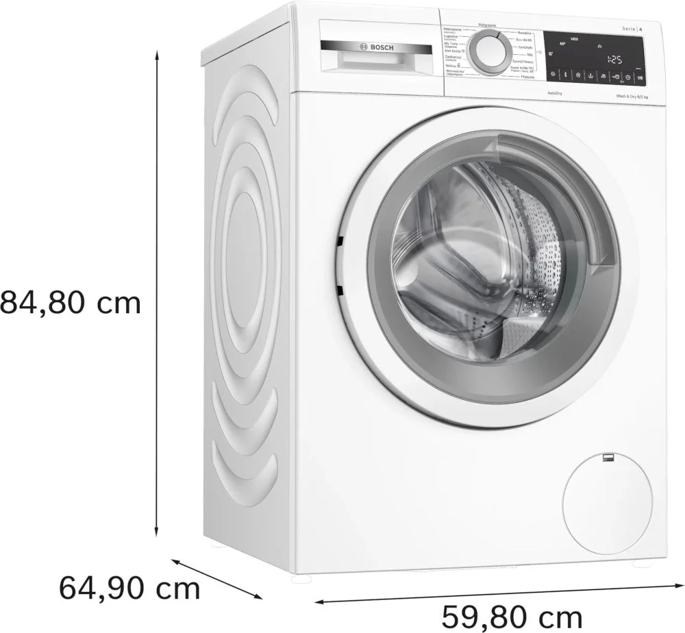 Стирально-сушильная машина Bosch WNA13401PL (Serie4 / 59-63см / 8/5кг /1400об / пар /SpeedPerfect / ActiveWater Plus / EcoSilence Drive / A+)-6