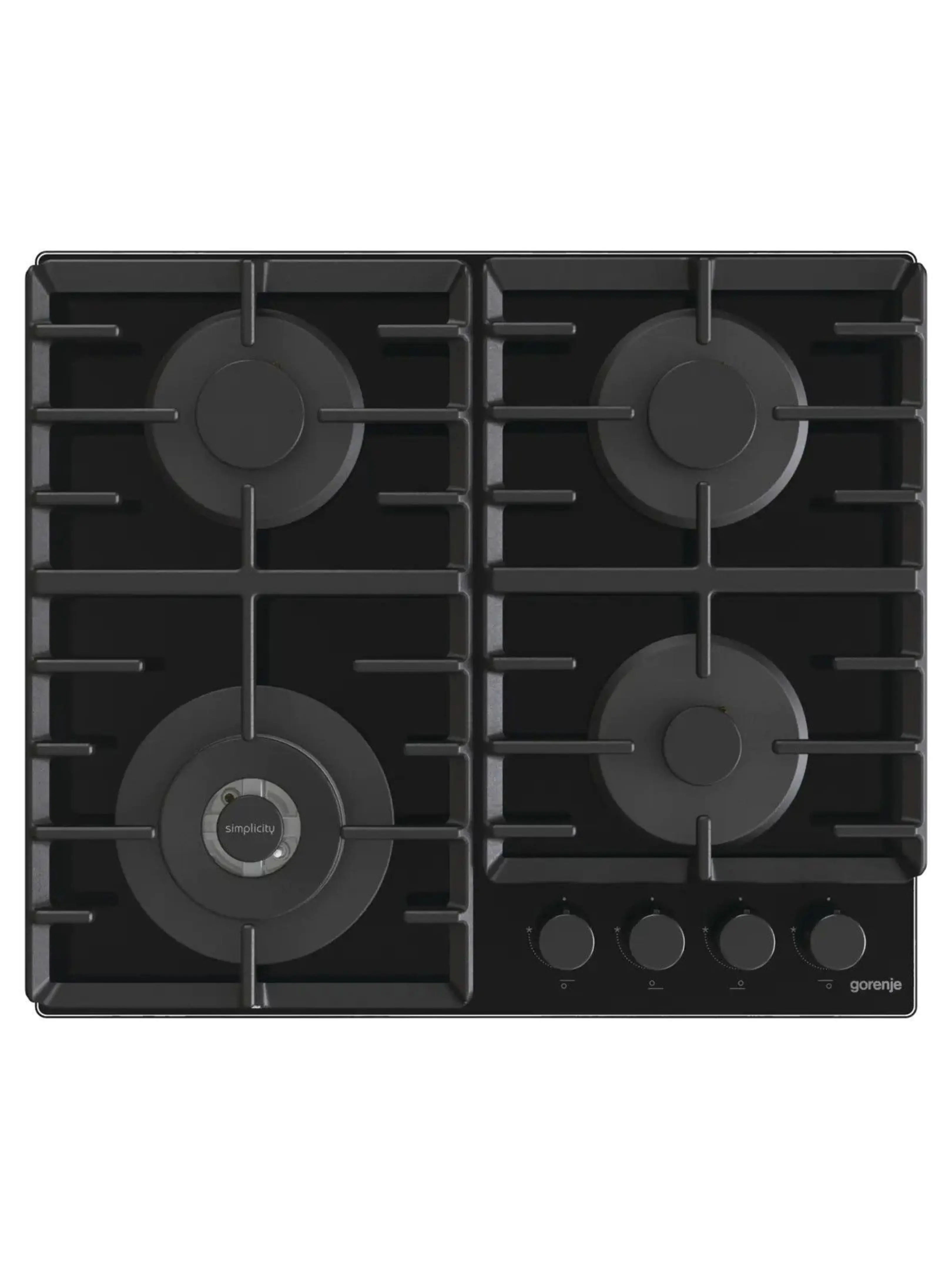 Поверхность газовая Gorenje GTW642SYB (Simplicity 2.1 / черный / закаленное стекло / чугун / WOK)-1