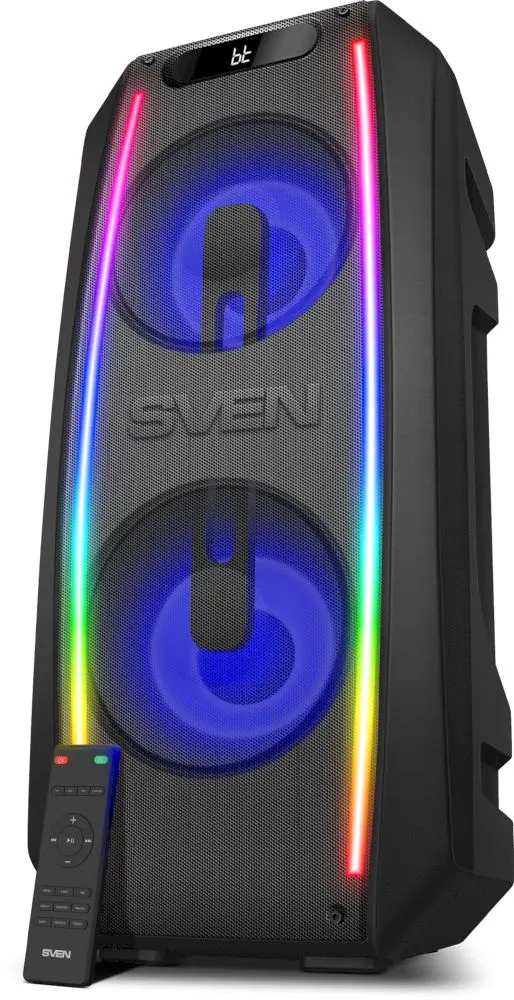 Беспроводная портативная колонка SVEN PS-740 / 100W / microSD / USB / FM / Bluetooth /  Батарея 4400mAh / RGB подсветка / караоке / Чёрный-0