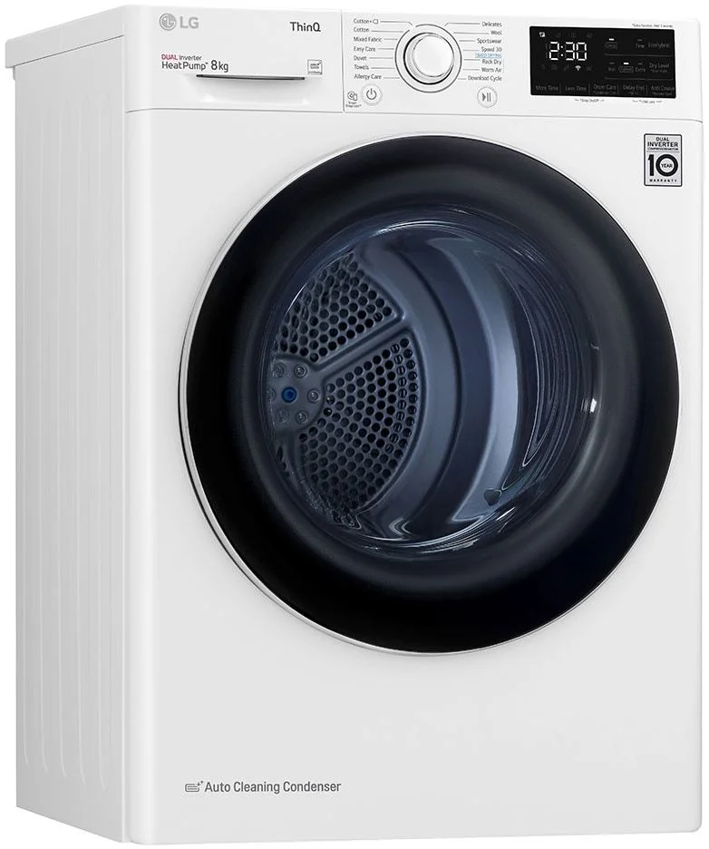 Сушильная машина с тепловым насосом LG RH80V3AV6N (69см / 8кг / Конденсационная / Allergy Care / Eco Hybrid™ / DUAL Inverter Heat Pump™/ThinQ™/Wi-Fi)-7