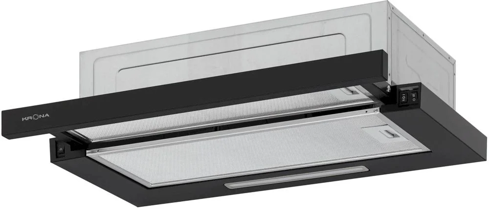Вытяжка телескопическая KRONA KERRY 600 BLACK PB V2 (660 м³/ч / 85 Вт / LED освещение 1x2 Вт / ширина - 59,7 см / чёрный / металл)-0
