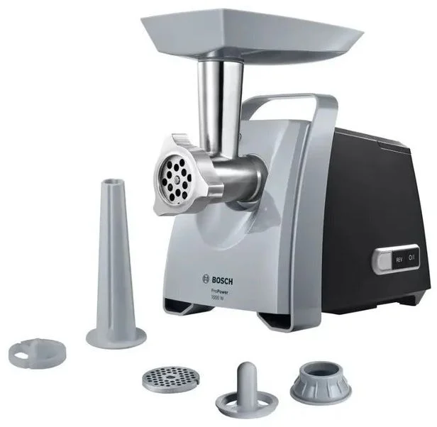 Мясорубка Bosch MFW45120 (1600 Вт/ 2,7 кг/мин/ 3 насадки/ реверс/ черный)-0