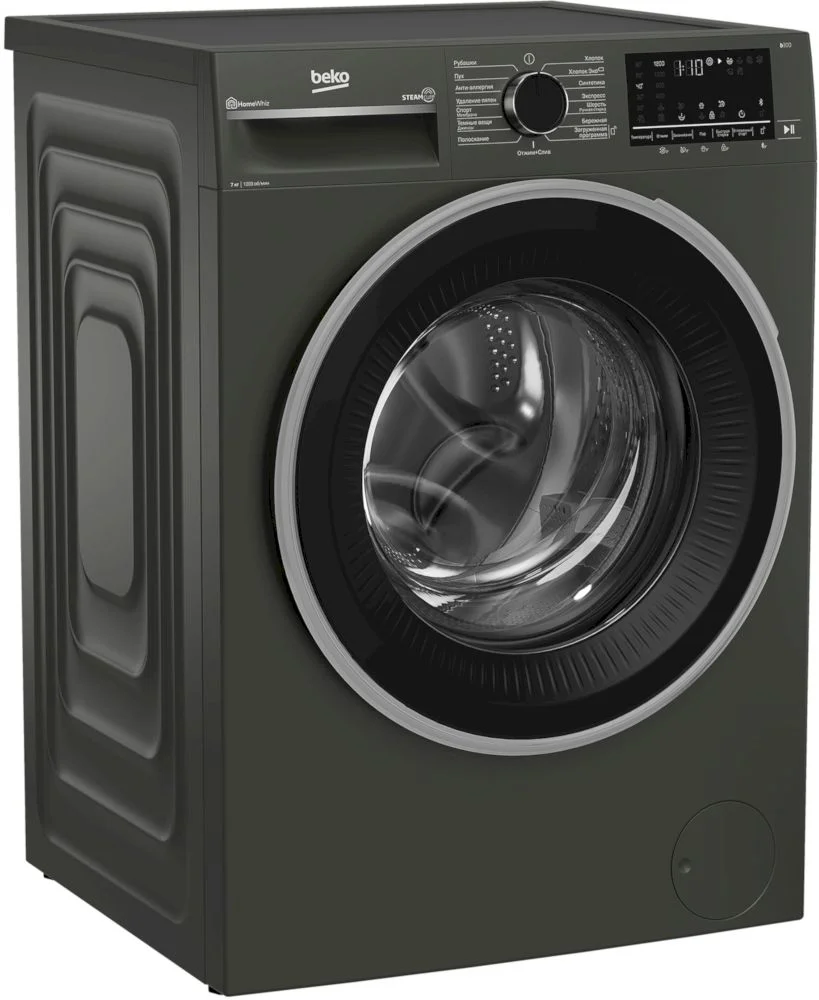 Стиральная машина Beko B3WFR572AB (45-49,6см / 7кг / 1200об / пар SteamCure™ / HomeWhiz®(Bluetooth) / Инверторный мотор ProSmart™ / A / Антрацит)-1