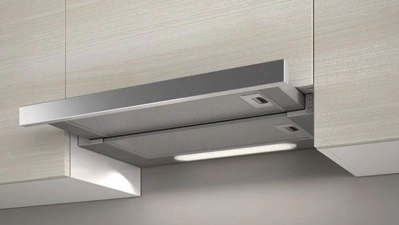 Вытяжка телескопическая JETAIR AURORA LX/GRX/F/60 (650 м³/ч / 150 Вт / LED освещение 2x3 Вт / ширина - 59.8 см / нерж. сталь)-0