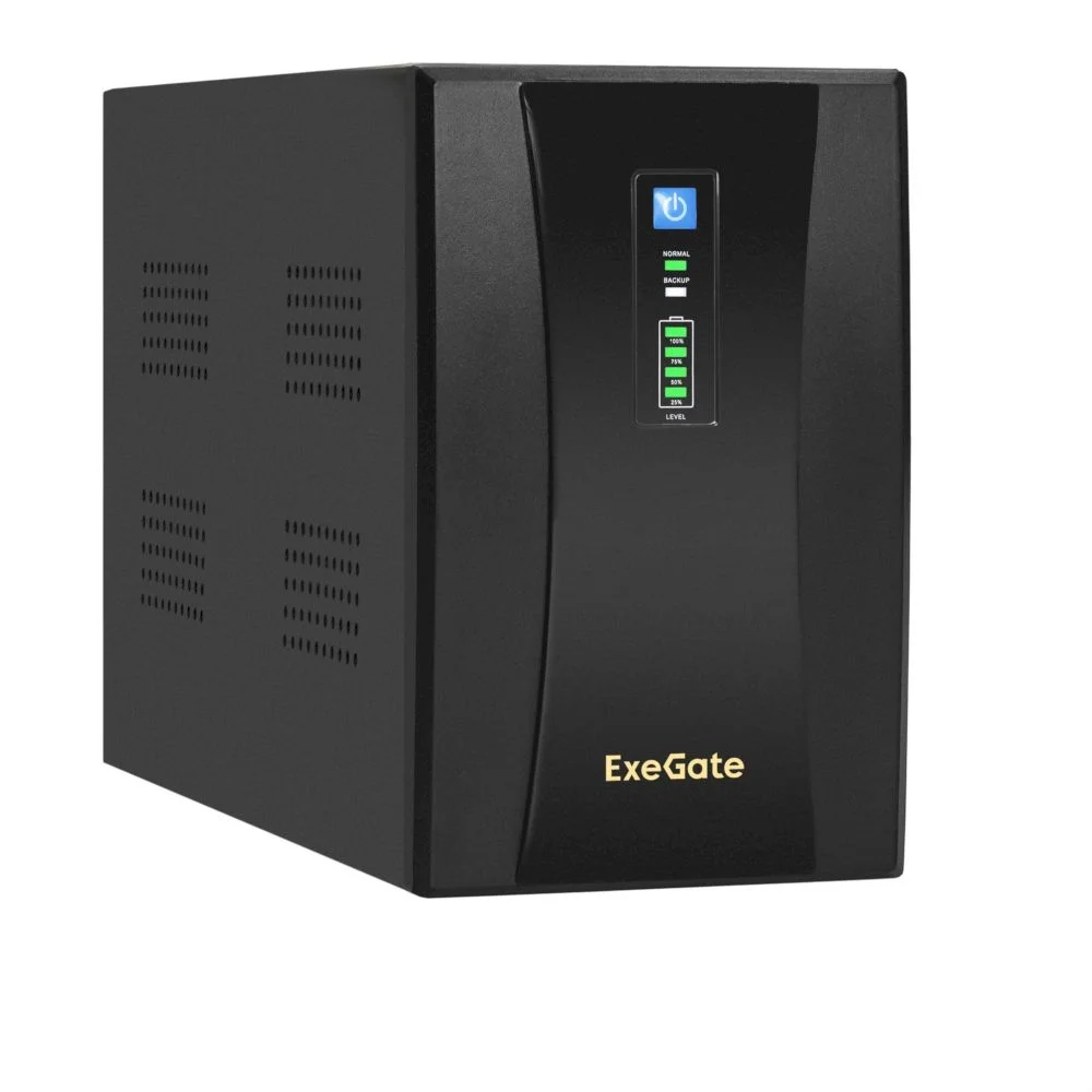 ИБП Exegate  UNB-2000.LED.AVR.2SH.RJ.USB <2000VA/1200W, LED, AVR,2*Schuko, RJ45/11, USB, металлический корпус, Black>  EX292609RUS-0