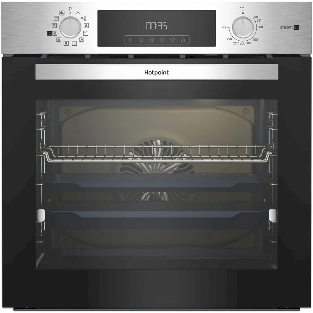 Духовой шкаф с добавлением пара Hotpoint HSTF 1231 JSAH IX (72 л / до 280°C / Нерж. сталь / Катализ / Гриль / Телескоп. направляющие (x1) / А+)-0
