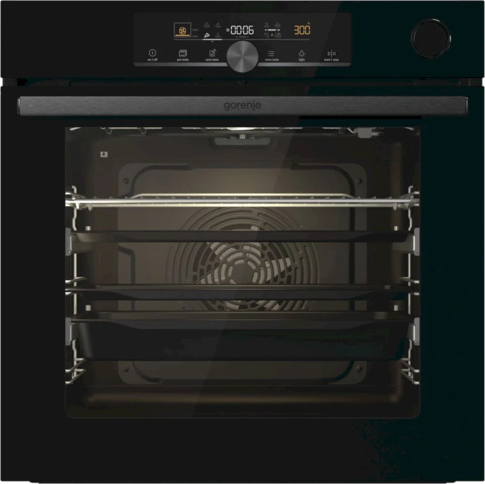 Духовой шкаф с добавлением пара Gorenje BSA6747A04BG (Advanced / 77 л / до 300 °C / Чёрный, стекло / CataClean / Per.Grill / телескоп. напр. (x2) / A+-0