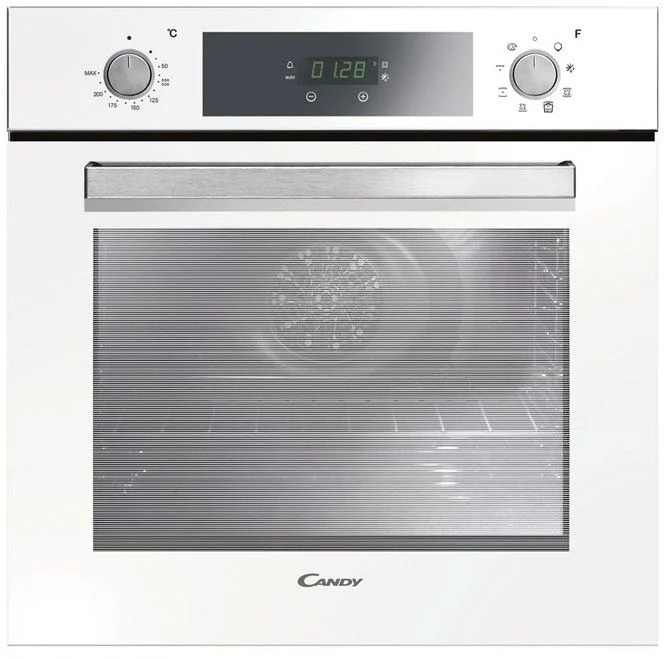 Духовой шкаф Candy FCP605WXL/E (Moderna / 65 л / до 250 °C / Белый, стекло / Aquactiva / Гриль / Рельефные направляющие / A+)-0