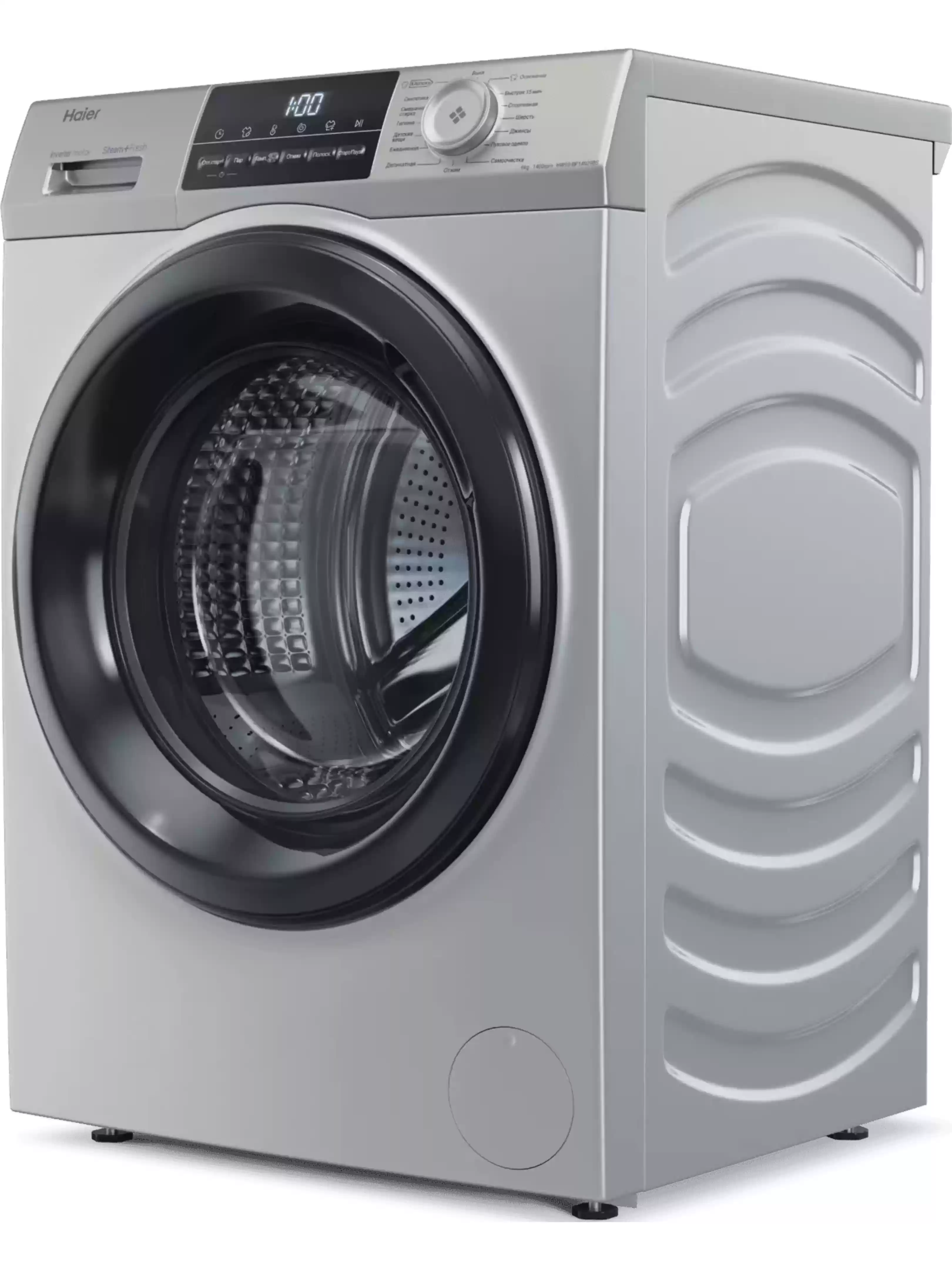 Стиральная машина Haier HW90-BP14929BS (58,3 см / 9кг / 1400об / пар / Smart Dual Spray / Invertor / A+++ / Серебро)-1