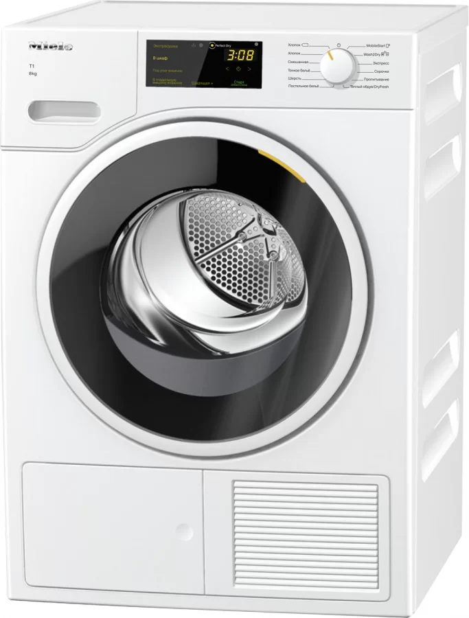 Сушильная машина с тепловым насосом Miele TWD260WP (T1 / 64,3см / 8кг / EcoDry / FragranceDos / PerfectDry / AddLoad / ProfiEco / Miele@home)-0
