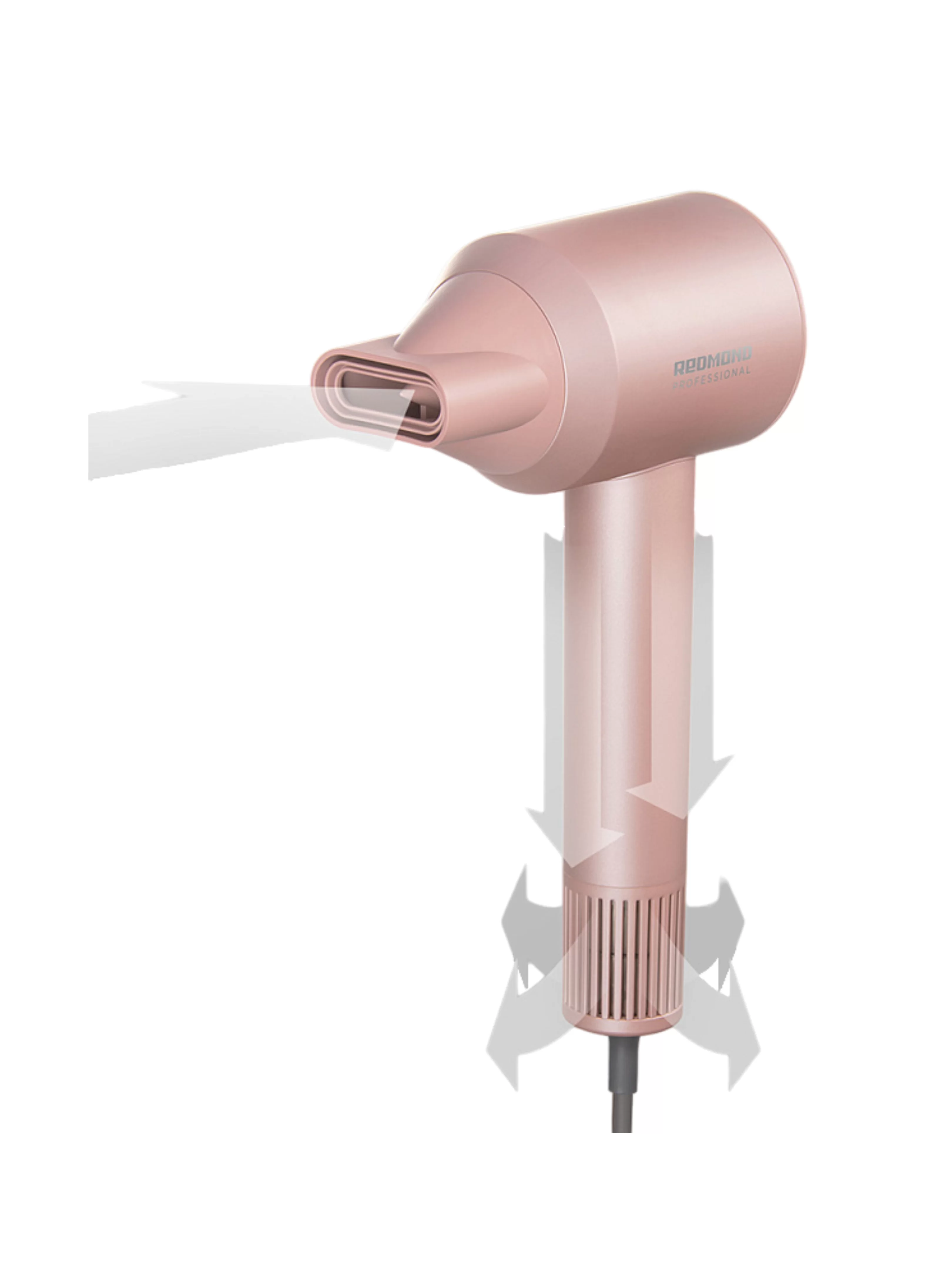 Фен Редмонд HD1702 (компактный/ 1600 Вт / 2 режима / холодный воздух / шнур - 1,7 м / ионизация / DC мотор / розовый)-5