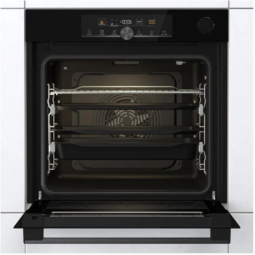 Духовой шкаф с добавлением пара Gorenje BSA6747A04BG (Advanced / 77 л / до 300 °C / Чёрный, стекло / CataClean / Per.Grill / телескоп. напр. (x2) / A+-1