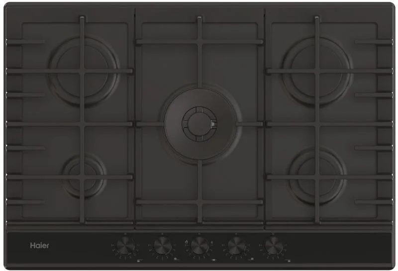 Поверхность газовая Haier HAHG7W5HEB (Gas On Metal Series 6 / черный / нерж.сталь / чугун. решетки / 5 конфорок / газконтроль / Preci Flame)-0