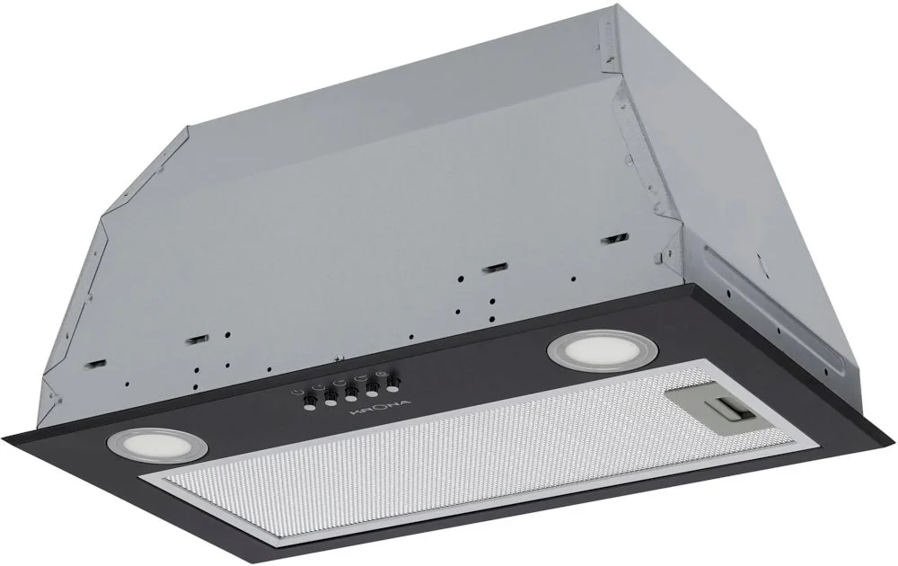 Вытяжка полновстраиваемая KRONA ADEL 600 BLACK PB (780 м³/ч / 65 Вт / LED освещение 2x1,5 Вт/ ширина - 52.5 см / чёрная)-0