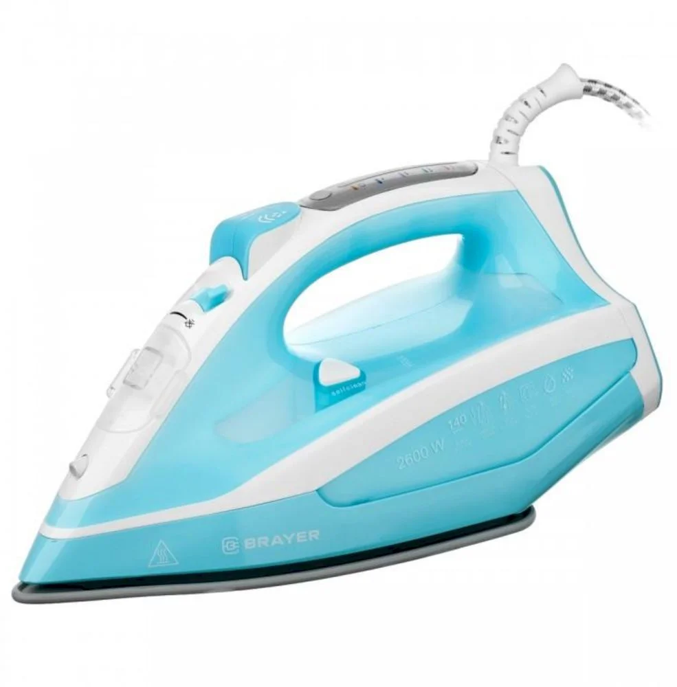 Утюг Brayer BR4000 белый/голубой (2600 Вт/ подошва - керамика / паровой удар - 140 г/мин/ 1,9 м/ автоотключение)-0