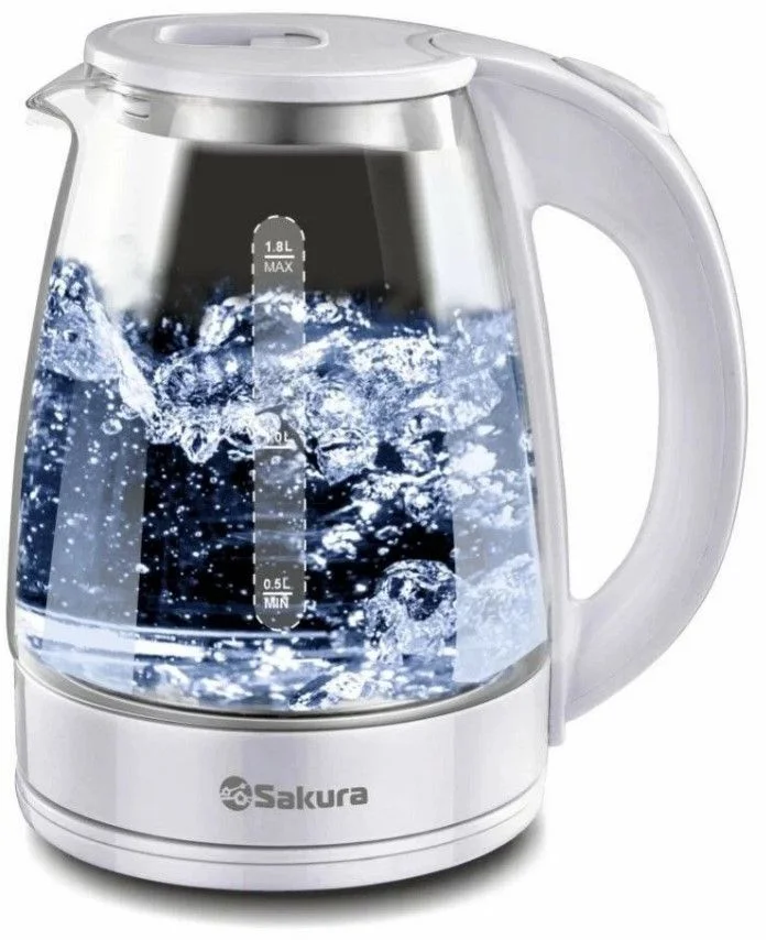 DSP Чайник Sakura SA-2734W (1800 Вт / 1,8 л / стекло / белый) повреждена упаковка-0