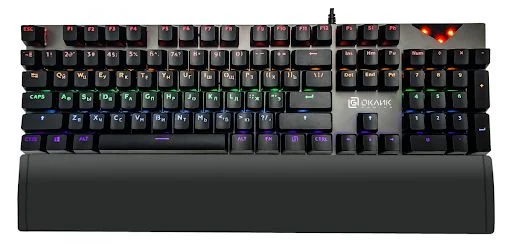 Проводная игровая клавиатура Oklick 935G, (Полноразмерная/Механическая/Кабель 1.2м), Черная-0