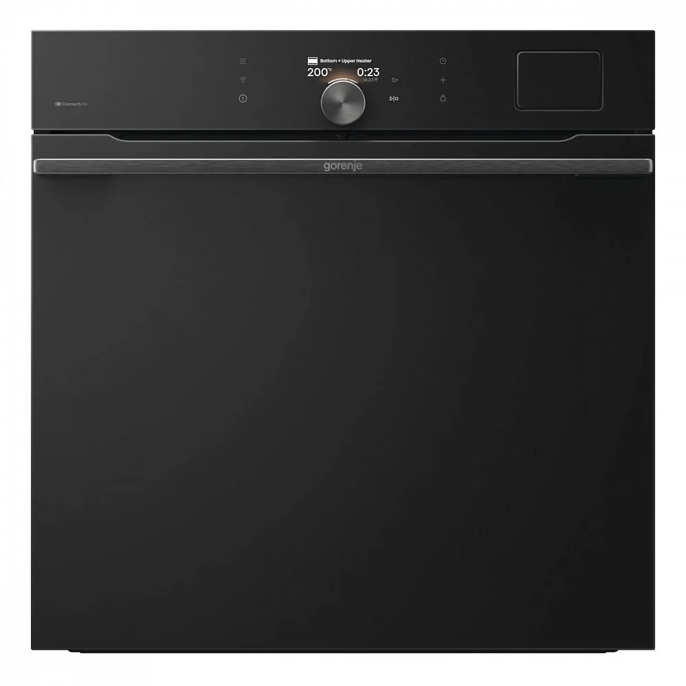 Духовой шкаф с функцией пароварки Gorenje BFS6148B (G800 / 77 л / до 230 °C / Чёрный, стекло / AquaClean / телескоп. напр. (x1) / термозонд / Wi-Fi)-0