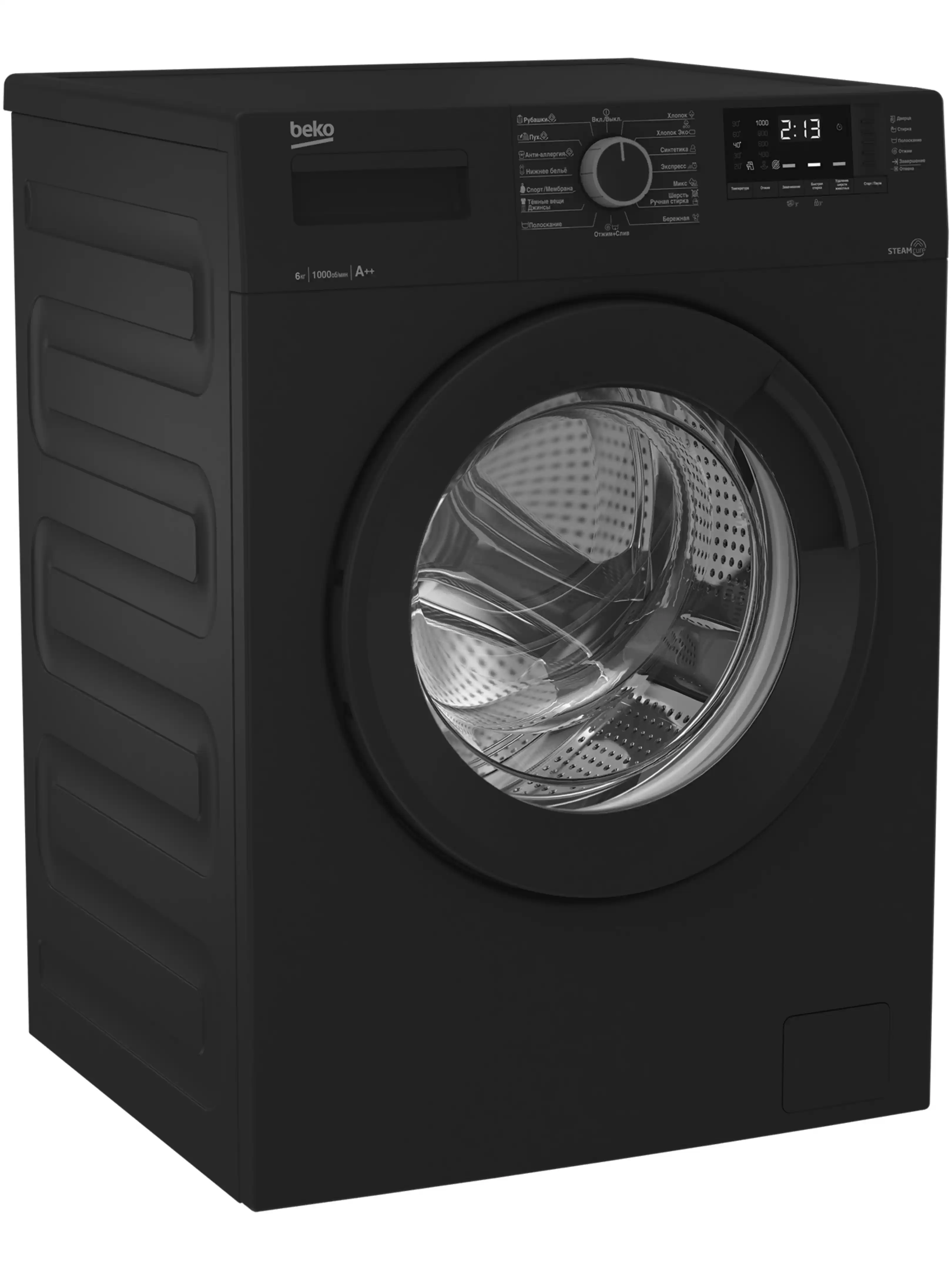 Стиральная машина Beko WSRE6512ZAA (40-44см / 6кг / 1000об / пар / A / Антрацит)-1