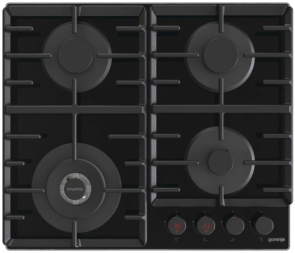 Поверхность газовая Gorenje GKTW642SYB (Simplicity 2.1 / черный / закаленное стекло / чугун / WOK)-1