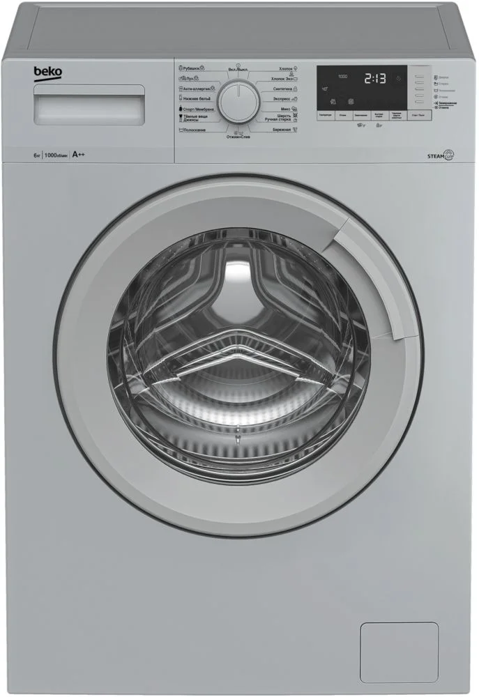 Стиральная машина Beko WSRE6512ZSS (40-44см / 6кг / 1000об / пар / A / Серебристый)-0