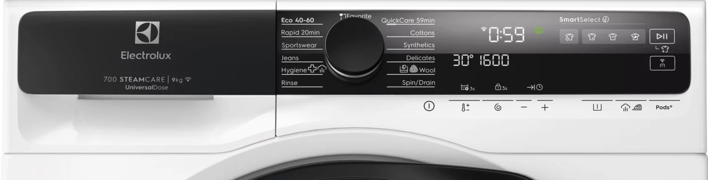 Стиральная машина Electrolux EW7F5692QE (SteamCare 700 / 63.1-66см / 9кг / 1600об / пар / UniversalDose / Wi-Fi / Inverter / А+++)-1