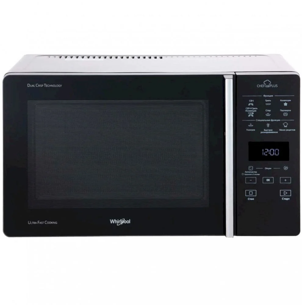 Микроволновая печь Whirlpool MCP 349 SL (25 л, 800 Вт, переключатели сенсор, дисплей, гриль 900 Вт, серебристый/черный)-0