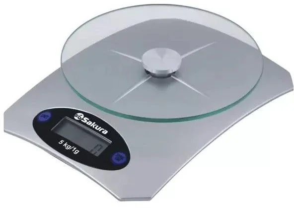 Весы кухонные Sakura SA-6055S (электронные/ платформа/ предел 5 кг/ точность 1 г/ тарокомпенсация)-0