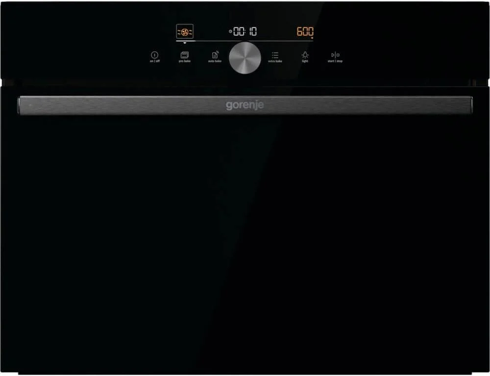 Духовой шкаф компактный с СВЧ Gorenje BCM4547DG (G600 / 50 л / до 250 °C / Чёрный, стекло / AquaClean / съемные напр. / GentleClose)-0